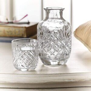 Retro Dublin Glass / Cut Crystal Carafe - Cup and Bottle - NWT